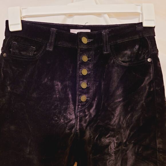 DL 1961 Chrissy black velvet ultra high rise button fly ankle pants Size 27 Goth - Picture 5 of 8